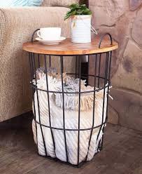 Amazonsmile Side Table With Wood Top Storage Basket End Table Side Table Coffee Table Kitchen Dining In 2020 Living Room Side Table Side Table Home Decor