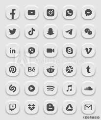 Popular Social Media Black White Modern 3d Icons Vector Set Facebook Youtube Instagram Whatsapp Twitter Tiktok Linkedin Web Icons Icon Set Social Media Icons