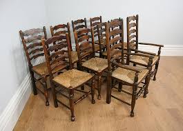 10 ash & oak ladder back kitchen chairs