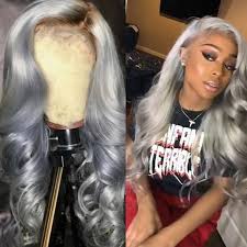 Black And Grey Lace Front Wig Silver Grey Custom Body Wave Handmade 13x4 Lace Frontal Wig Etsy Wig Hairstyles Blonde Lace Front Wigs Hair Waves
