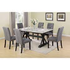Overstock Com Online Shopping Bedding Furniture Electronics Jewelry Clothing More Dining Table Marble Marble Dining 7 Piece Dining Set