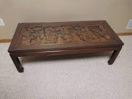 These hand carved coffee tables are offered in various shapes and sizes ranging from trendy to classic ones. Hand Carved Wood Coffee Table With Glass Top Classy Plymouth Online Estate Sale K Bid