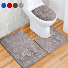 Bath rugs, 32 x 20 chenille non slip bath mats for bathroom, super soft and absorbent shaggy rugs, machine wash and dry, perfect for shower tub bath room (1 piece, charcoal gray… shop for gray bathroom rugs at walmart.com. 3pcs Bathroom Mats Set Coral Velvet Non Slip Bath Rug Pedestal Mat Toilet Seat Cover Floor Carpet Buy From 13 On Joom E Commerce Platform