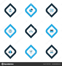 Job Icons Colored Set With Statistics Unity Circle Graph