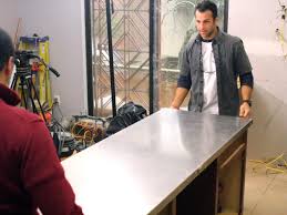a stainless steel kitchen countertop