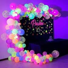 Theme Party Neon Party Ideas For The Dessert Table Or Cake My Idea Blog Neon Party Decorations Neon Birthday Party Glow Birthday Party