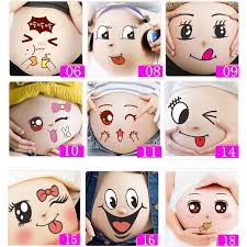 Stiker Perut Motif Ekspresi Kartun Lucu Untuk Properti Foto Ibu Hamil Shopee Indonesia