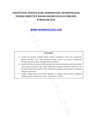 Demikianlah yang dapat admin bagikan tentang beberapa contoh soal yang berkaitan dengan mata pelajaran tersebut di atas. Contoh Soal Dan Kunci Jawaban Siap Uts 2 Seni Budaya Smp Kelas 13