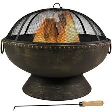 Maybe you would like to learn more about one of these? Sunnydaze Outdoor Camping Or Backyard Large Fire Pit Bowl With Spark Screen Log Poker And Metal Wood Grate 30 Bronze Target