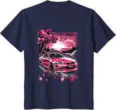 JDM Japanese Car Art For Woman R34 Cherry Girl Inspired Car T-Shirt :  Amazon.co.uk: Fashion