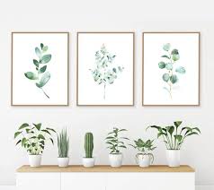 Watercolor Eucalyptus Set Of 3 Prints Botanical Collection Greenery Wall Art Digital Download Entryway Wall Decor Plant Lover Gift Best Entryway Wall Decor Watercolor Wall Art Wall Art Prints