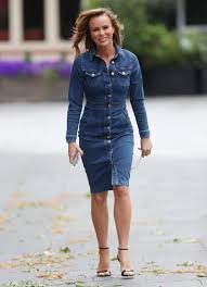 Amanda holden posed seductively on a table in the heart fm office today as she wore skintight jeans and a snug royal blue jumper. Amanda Holden In A Denim Dress 05 11 2020 Celebmafia
