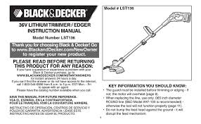 Model # lst136 40v max* lithium trimmer / edger instruction manual model number lst136 thank you for choosing black & decker! Black Decker Lst136 Instruction Manual Pdf Download Manualslib