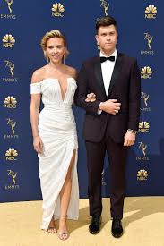 Maybe you would like to learn more about one of these? Scarlett Johansson Wore A Balmain Embroidered Off Shoulder Dress To The 2018 Emmy Awards She Accessorized With Nikosk The Fashion Court Scoopnest