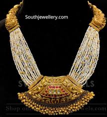 Pearl necklace with gold pendant. Pearl Necklace With Gold Pendant Indian Jewellery Designs