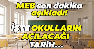 İşte tüm detaylar… abone ol. Son Dakika Haberi Okullar Ne Zaman Acilacak Meb Ile 2020 2021 Egitim Ogretim Yili Okullarin Acilis Tarihi Belli Oldu Egitim Haberleri