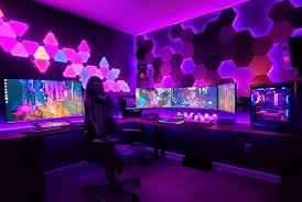 As you can see in the picture above, the techni the dual monitor setup, the deep purple colors, and the beautiful guitars on the wall make this room a really dreamy environment to spend long hours. Dream Gaming Room Setup Home Facebook