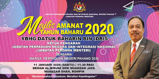 Majlis Perjumpaan Awal Tahun Yang Berbahagia Ketua Pengarah Bersama Sama Warga Perpaduan Negeri Pahang 2020 Portal Rasmi Jabatan Perpaduan Negara Dan Integrasi Nasional Jpnin