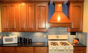 blue backsplash cream wall with brown