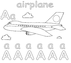 Airplane Aa Writing Activities For Preschoolers Airplane Coloring Pages Alphabet Preschool