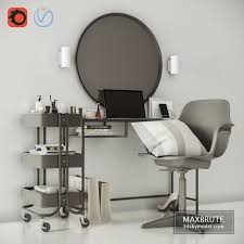Vittsjo Dressing Table With Odger Chair And Easkog Cart 3d Model 3dsmax Download Buy Maxbrute Furniture In 2020 Dressing Table With Chair Chair Classic Armchair