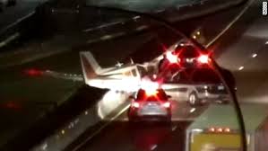A cessna jet has overshot the runway on misima island in stormy conditions and burst into flames killing three australians and one new zealander. Plane Crash Lands On Interstate Cnn Video