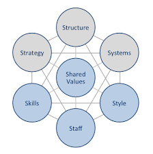 Mckinsey S 7s Model Of Organizational Change With Shared Values At The Center Corporate Strategy Change Management Models Change Management