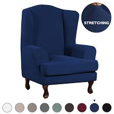 Shop for reclining wingback chair slipcovers online at target. Turquoize Wingback Armchair Chair Slipcovers Spandex Jacquard Sofa Covers Stretch Wing Chair Slipcover 2 Piece Spandex Fabric Wing Back Wingback Armchair Chair Slipcovers Wing Chair Navy Buy Online In Burkina Faso At Burkinafaso Desertcart Com