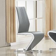 Gia Dining Chair In Grey And White Faux Leather With Chrome Base Furniture In Fashion Faux Leather Dining Chairs Dining Chairs Dining Chairs Uk