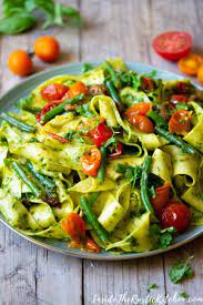 Pasta With Green Beans Tomatoes Pesto Inside The Rustic Kitchen Recipe Pasta With Green Beans Italian Pasta Recipes Green Bean Recipes