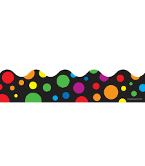 Black And White Polka Dot Bulletin Board Border Big Rainbow Dots Scalloped Borders Classroom Borders Bulletin Board Borders Printable Carson Dellosa