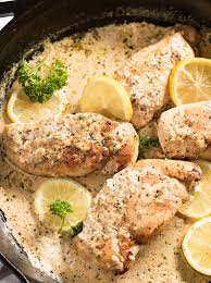 Creamy Lemon Garlic Chicken The Salty Marshmallow Recipe Lemon Garlic Chicken Healthy Dinner Recipes Garlic Chicken