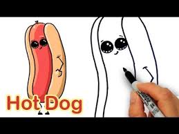 Dog in the grass at park. How To Draw A Cartoon Hot Dog And Bun Easy And Cute Youtube