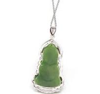 Sterling Silver Genuine Nephrite Green Jade Guan Yin Baby ...