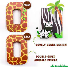 amazon com safari one letter sign jungle animals first birthday decorations paper mache letters cake smash props freestanding decorative letter set for jungle safari boy birthday party supplies toys games