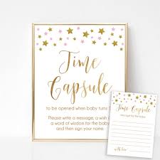 Time Capsule Baby Shower Time Capsule Sign Pink And Gold Etsy