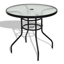 32 Patio Tempered Glass Steel Frame Round Table Round Patio Table Outdoor Patio Table Tempered Glass Table Top