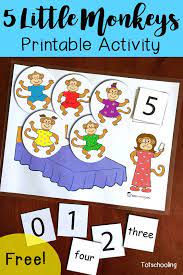 Five Little Monkeys Jumping On The Bed Printable Activity Nursery Rhymes Activities Preschool Crafts Preschool Activities