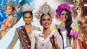 Diaz became the first filipino and second southeast asian to win the pageant beating 60 other contestants from all around the world. In Photos Ph Bets National Costumes At The Miss Universe Pageant