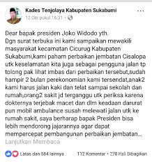Dihantui Macet Kades Di Sukabumi Buat Surat Terbuka Untuk Jokowi