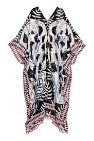 H M Beach Kaftan Navy Natural White Blue Patterned Kaftan In Airy Woven Fabric With A Printed Pattern V Neck Front And Back Ope Fashion Beach Kaftan Clothes