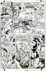 Avengers 55 p 17 SEMI-SPLASH (COVER SCENE! AVENGERS ASSEMBLE SPOKEN! KLEIN  INKS! BEST BATTLE PAGE IN BOOK! AVENGERS VS MASTERS OF EVIL!) 1968 Comic  Art For Sale By Artist George Klein at