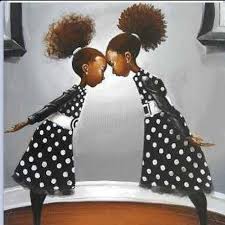 Black And Native American Hugging Sisters Black Art Hair Art Afro Art