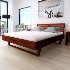 Solid Acacia Wood King Size Bed Frame Bedroom Furniture With Headboard Lacquer Vida Bed Frame Wood Bed Frame Queen Wood Bed Frame