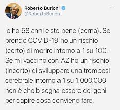 Diakses tanggal 25 maret 2021. La Differenza Tra Il Rischio Covid E Il Rischio Vaccino Spiegata Con Un Tweet Da Roberto Burioni
