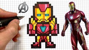 Wie Zeichnet Man Iron Man Pixel Art Avengers Youtube