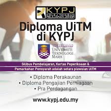 Program peringkat diploma ini biasanya akan mengambil masa selama walaubagaimanapun ianya bergantung kepada kekosongan dan juga tertakluk kepada nisbah jurusan sains kepada jurusan perakaunan iaitu 80:20. Mahukan Diploma Uitm Kolej Kumpulan Pendidikan Ypj ÙÙŠØ³Ø¨ÙˆÙƒ