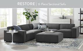 Extra wide cushions and classic rolled arms with stylish nail heads are just the starting point. Amazon Com Modway Restore 6 Piece Upholstered Sectional Sofa In Charcoal Furniture Decor