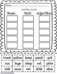 Worksheets First Grade Verbs Nouns Adjectives In 2020 Nouns Verbs Adjectives First Grade Writing 1st Grade Writing