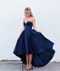 Simple Dark Blue High Low Prom Dress Evening Dress Prom Dresses Sleeveless High Low Prom Dresses Prom Dresses Blue